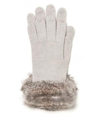 China WOMEN'S KNITTED GLOVE viscose/23% nylon 4% cashmere/20% lambswool/20% cotton/33% RABBIT HAIR CUFF WITH FUR CUFF for sale