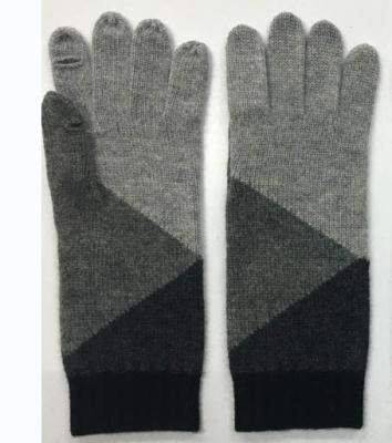 China INTARSIA WOMEN'S 100% CASHMERE KNITTED INTARSIA GLOVE WITH ASYMMETRIC PATTERN for sale