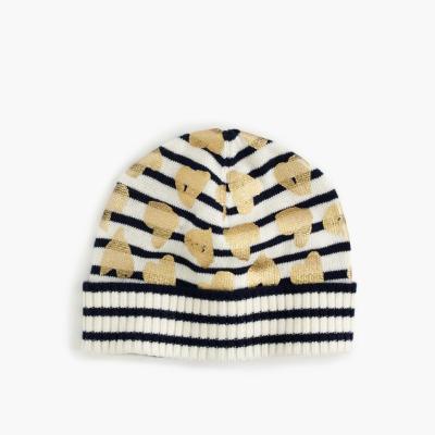 China COMMON GIRLS 37/33/25/5 squishy/nylon wool/cashmere KNITTED STRIPE HAT WITH HEART FOIL PRINT for sale