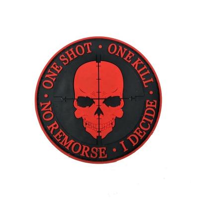 China Handmade Custom Round Noctilucent Patch The Sniper Skull Head Rubber Pvc Patch The Velcro 3D Sniper For Clothing/Bag for sale