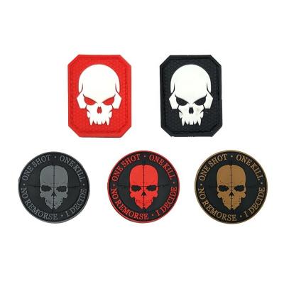 China Wholesale Handmade Demon Skull Head Rubber Sniper Patch Skull PVC 3D Luminous Patch for sale