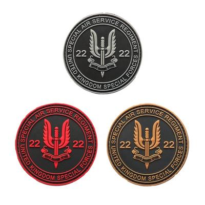 China Hot Selling 22nd British Special Air Service Handmade Velcro SAS Regiment 3D Patch Armband Backpack 3D PVC Rubber Custom Patches for sale