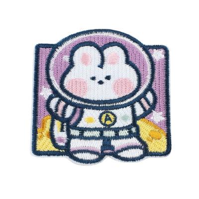 China Handmade 3D Custom High Quality Iron On Garment Cartoon Kawaii Space Bear Embroidery Patch for sale