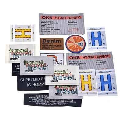 China Washable Custom Logo Clothes Label Printed Soft 100% Organic Novelty Pattern Washable Custom Garment Labels for sale