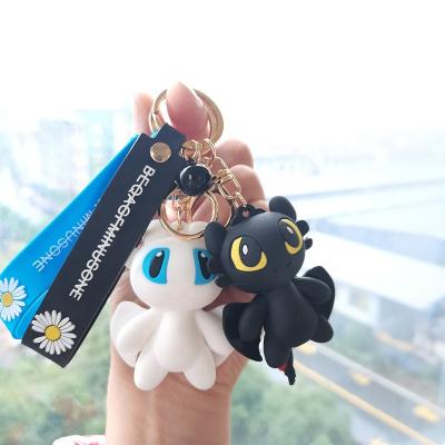 China Promotion Gifts Wholesale Cute Little Dragon Keychain Pvc Cartoon PVC 3D Flying Flying Dragon Keychains For Girl for sale