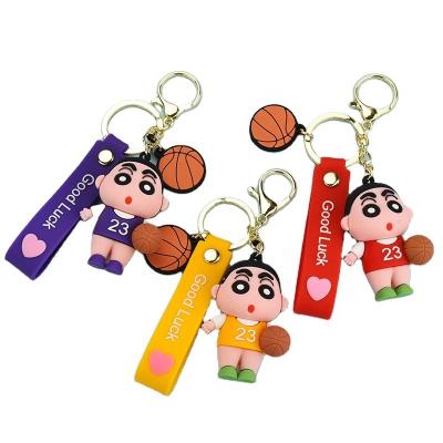 China Promotion Gifts Hot Sale Cartoon Anime Kawaii Pencil Shinchan Key Chain Custom Cute Silicon PVC Key Chain Accessories 3D for sale