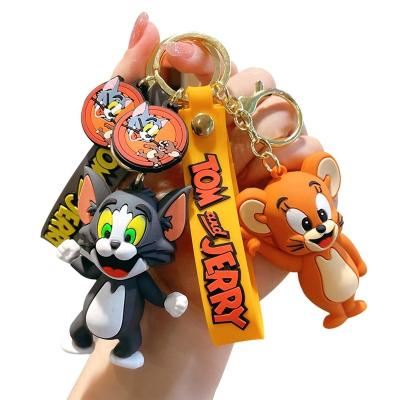 China Custom Anime 3D Cartoon Anime 3D Keychains Key Ring Chain Kawaii Silicone Tom and Jerry Keychain For Bag Pendant PVC Ring Rubber Tom And Jerry Keys etc. car for sale