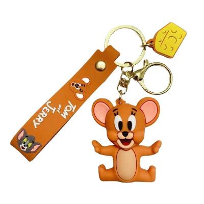 China Custom Silicone Tom And Jerry Key Ring Bags and Key Chain Kawaii 3D Cartoon Anime Key Ring Rubber Tom And Jerry Key Chain Pendant for Keys etc. car for sale