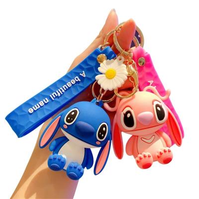 China PVC Cartoon 3D Cute Cartoon Rubber Stitch Key Chains Key Ring Silicone Kawaii Stitch Keychain Custom Keychains And Bags Etc. car for the school bag for sale