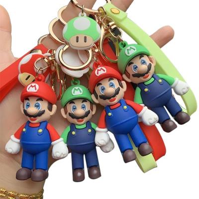 China Cartoon Mario Pvc Keychain Custom Superb 3D Kawaii Mario Silicon Keychain Mario Bros Dolls Luigi Mushroom Character Game Promotion Gifts for sale