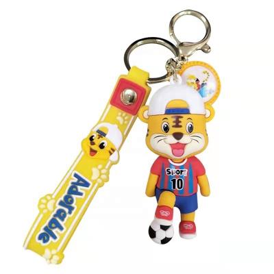 China 2022 Promotion Gifts Popular Cartoon Sports Tiger Keychain 3D PVC Custom Soft Rubber Key Chain For Promotional Gifts for sale