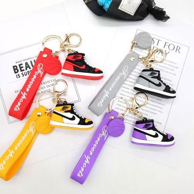 China PVC bags and key chain of keys etc. 3D Car Key Ring Silicone Aj Shoes Keychain Couples Sneaker Models Black Red High Quality Custom Cartoon aj for sale