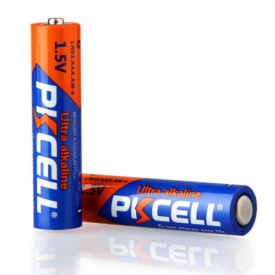 China Toys PKCELL 10 Years Self Life 1.5v AAA lr03 am4 Long Dry Cell Alkaline Accumulator For Alarm for sale