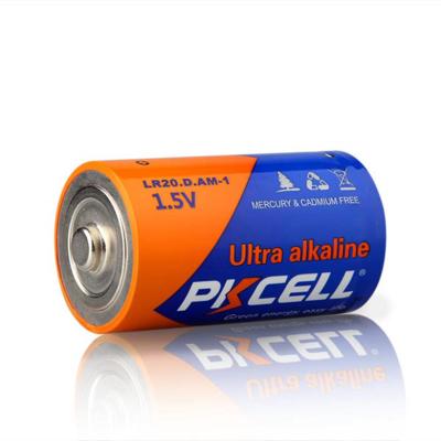 China Hot sale toys PKCELL D size dry battery 1.5v alkaline battery lr20 am1 size for digital camera, radio for sale