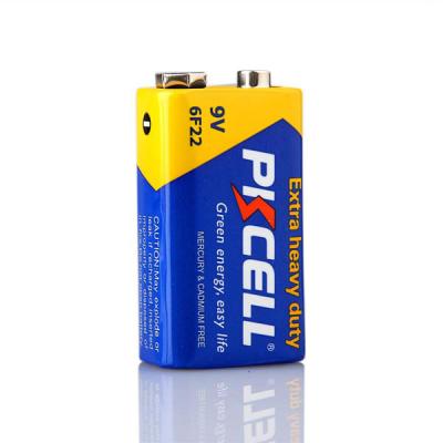 China Hot Sale PKCELL Toys Battery 9v Dry Cell 6F22 9v Heavy Duty Battery For Toys Remote Control Camera for sale