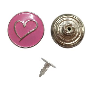 China 20mm Painted Pink Sustainable Heart Combo Jeans Button With Metal Stud for sale