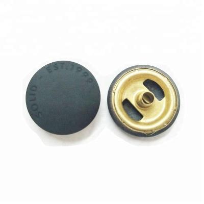 China Customer Viable Black 15mm Concave Word Rubber Coated Painted Snap Button for sale