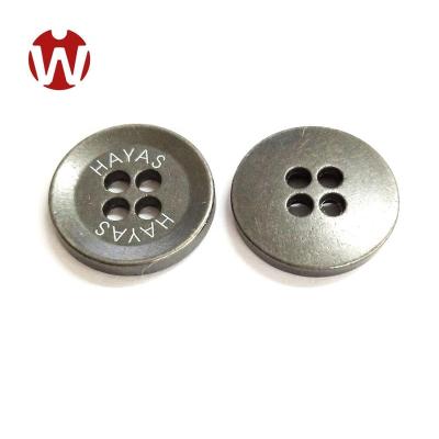 China China Factory Wholesale Sustainable 18mm Laser Logo Metal 4 Holes Button for sale