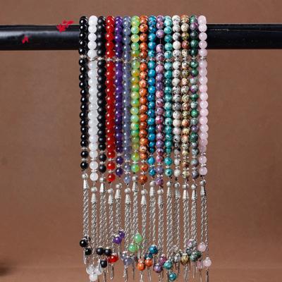 China OEM ODM Religious Colorful Muslim Islamic 33 Beads Bracelet Necklace Rosary Natural Stone Bead for sale