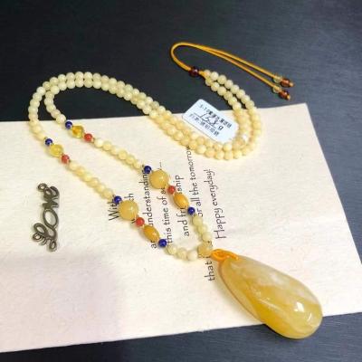 China Natural Amber Water Drop Beads Pendant 4.2mm Exquisite Stone CLASSIC Wedding Necklace For Sale for sale