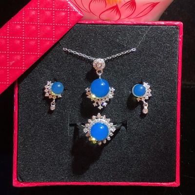 China CLASSIC D&Y Sun Wholesale Natural Jewelry Set Amber 3 Pieces Jewellry Sets Fashion Mexican Blue Jewelry Sets With Zircon for sale