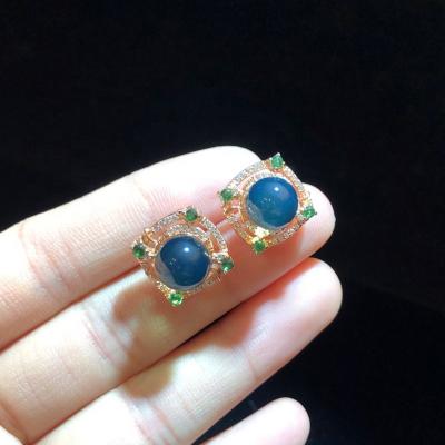 China Retro Hong Kong Style CLASSIC Amber Jewelry Mexican Blue Natural D&Y 925 Silver Women's Earrings for sale