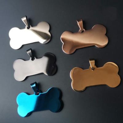 China Jewelry Making Supplies Jewelry Accessories Titanium Steel Bone Shape Mirror Laser Engraved DIY Text LOGO Nameplate for sale