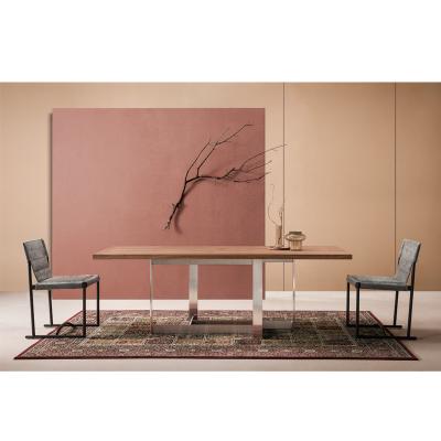 China DINING TABLE New Design Wooden Dining Table Long With Metal Leg for sale