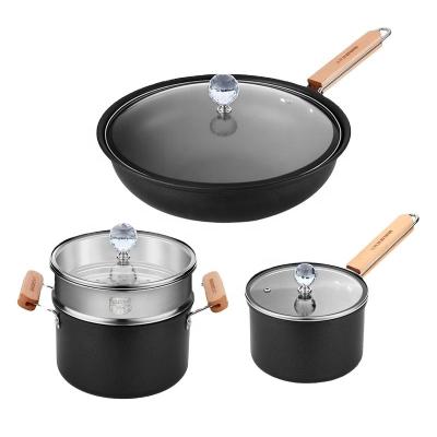 China Sustainable Energy Saving Cooking Pots Sets Nonstick Kitchenware Cookware For Fully Gas Firepower for sale