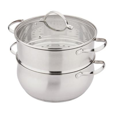 China Sustainable Wholesale Multifunctional Cooking Pot Stainless Steel Food Steamer Pot With Glass Lid for sale