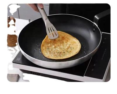 China Nonstick Pan Is Easy To Clean Amazon Success 3.0mm Thickness Aluminum Alloy Frying Pan With Steel Riveted Handle Silver Kitchen Cooking for sale