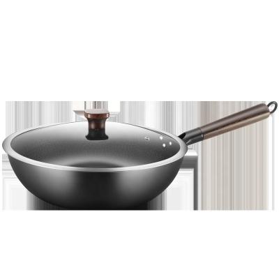 China From maker Custom Die Wok Pan Chinese Casting High Quality 32cm WOK Traditional Chinese Wok non stick cast viable wok with double h for sale