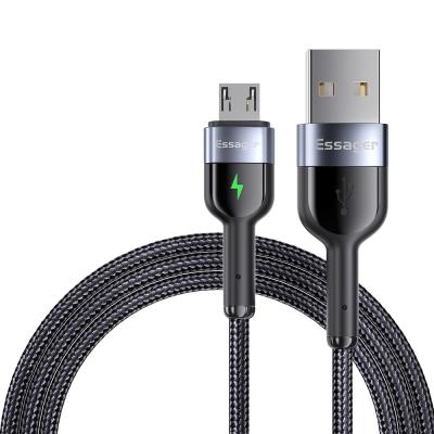 China LED Mobile Charging Cable Nylon Fabric Braided Fast Charging Micro USB Data Cables 0.5M 1M 2M for sale