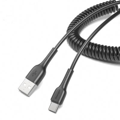 China PVC Type C Data Cable 2.4A Stretchable Phone Charger Cable 1.2M for sale