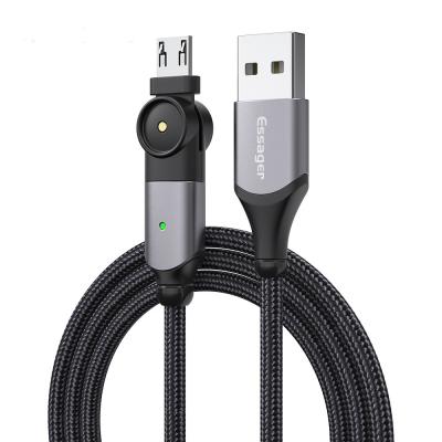 China 180 Rotate USB A To Micro B Cable Fast Charging LED Charger Data Cable for sale