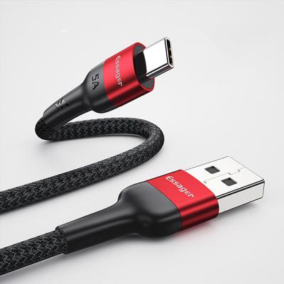 China Essager 5A Type C Fast Cable 1M 2M Fast Charging USB 2.0 Data Transfer Type C Cable for sale