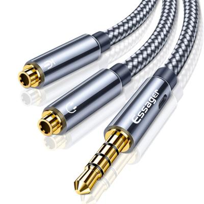 China Braid Shielding 3.5MM Audio Adapters 2 In 1 Supporting Microphone Audio Cable for sale