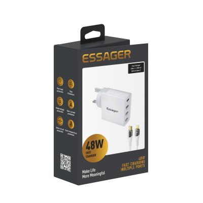 Cina Essager 2021 Earl 48W USB tipo C 4 porte 18W 48W ricarica rapida Pd Wall Charger per telefono cellulare con cavo in vendita