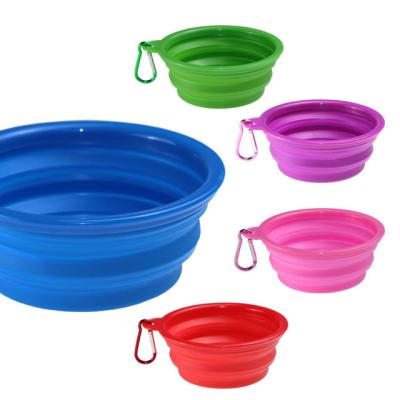 China Non-automatic Dog Food Water Feeding Portable Travel Bowls Collapsible Silicone Band Collapsible Dog Pet Feeding Bowl for sale