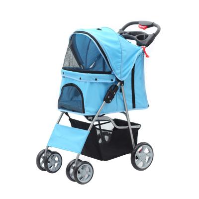 China Cat Dog Foldable Four Wheel Travel Carrier Sustainable Twin Pet Double Stroller for sale