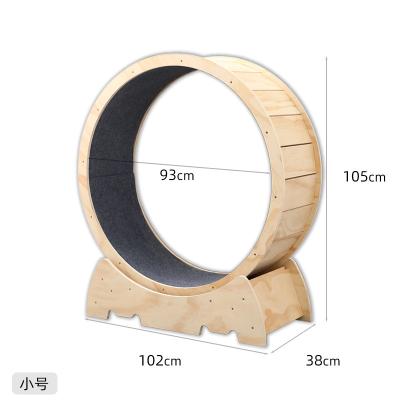 China 2022 New Design Eco-friendly Wooden Stocked Pet Exercise Wheel Treadmill Toy For Cat Running for sale