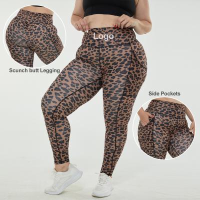 China Wholesale Sports Plus Size Women Fitness Legging Yoga Leopard Print Custom Anti-UV High Waist Legging With Pockets for sale