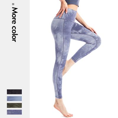 China Custom Anti-UV Printing Women's Sports Pants Butt Lifting Soft Yoga Tie Dye Workout Tights Legging for sale