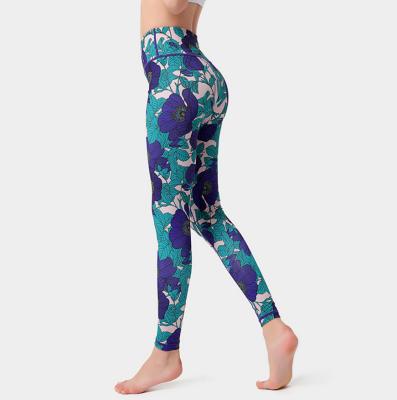 China Custom Made High Yoga Anti-UV Waist Floral Print Butt Lift Fitness Pants Sports Legging For Women for sale