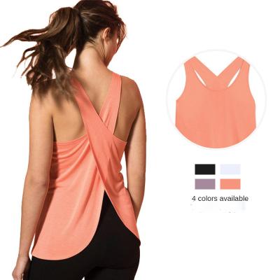 China Custom QUICK DRY Logo Activewear Solid Color Gym Ladies Beach V Neck Color Women Yoga Sports Top Tank Top for sale