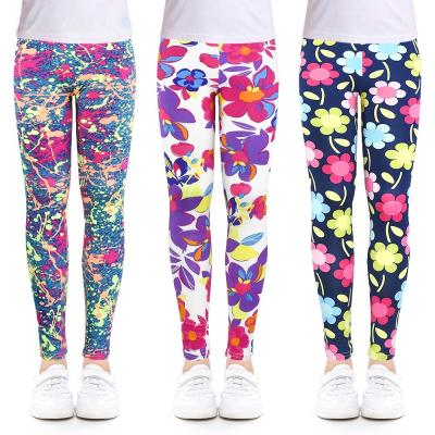 China Custom Workout Breathable Private Label Babies Legging Printing High Yoga Flower Size 2-14Y Kids Legging for sale