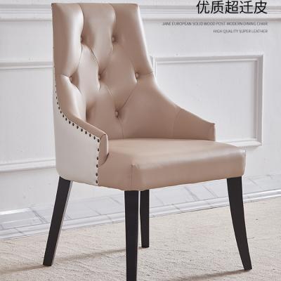 China Traditional light luxury European postmodern solid wood dining American rivet leather study chair living room chair simple sales service for sale