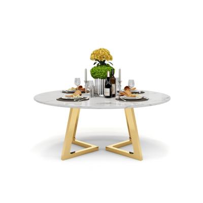 China Retail Price Living Room Restaurant Stainless Steel Modern Marble Dining Table for sale