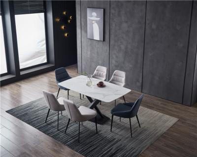 China 2020 hot sale modern simple style dining table flat plate modern dining table and chair carbon steel for sale