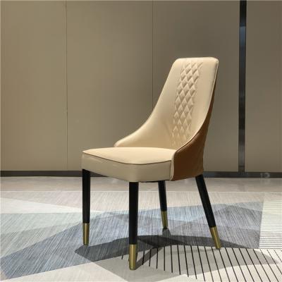 China Fashion China Suppliers Wholesale Luxury Leather Solid Wood Dining Chair Gold Legsdining Chair for sale